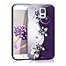 kwmobile TPU SILICONE CASE for Samsung Galaxy S5 / S5 Neo / S5 LTE+ / S5 Duos Design flowers Yin Yang white violet - Stylish designer case made of premium soft TPU