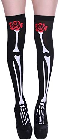 Women's Stockings Halloween Skull Printed Socks Girl Cosplay Party Pantyhose Colorful Knee High Socks