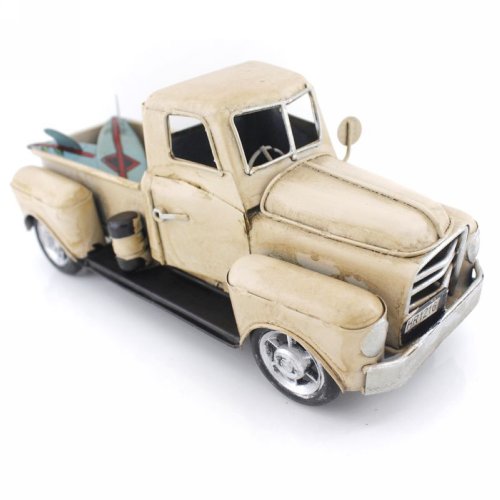 Antique 8" handcrafted beige truck vehicle car model