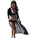 Sunm boutique Bikini Cover up Lace Long Beach Dress Tunic Swimwear Kimono CardiganBlack,One size)