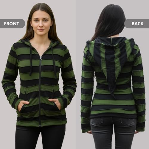 SHOPOHOLIC FASHION Women Love Peace Patchwork Hippy Hooded Jacket