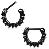 Black PVD Plated Black Gemmed Septum Clicker