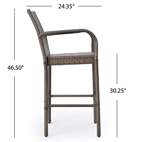 Christopher Knight Home Delfina Outdoor Wicker Barstools with Iron