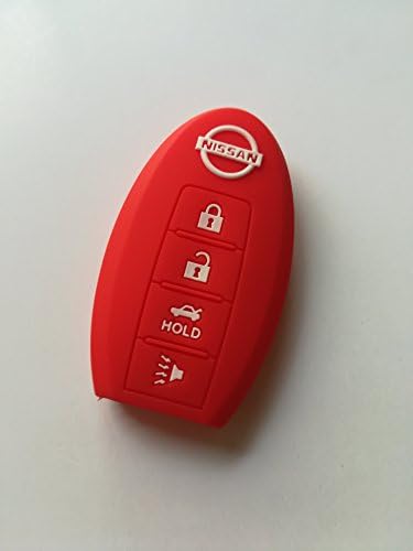 Red Silicone Replacement Protective Fob Skin Key Cover Chains Bag Holder Key Jacket for Nissan Maxima Altima Gt-r Sentra Murano Leaf 350Z 370Z GT-R Sentra Armada Rogue Versa Pathfinder