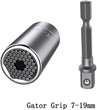 Universal Sockets, WLine Multi-function Self-Adjusting 7mm-19mm Universal Sockets Metric Ratchet Wrench Sets with Power Drill Adapter Professional Repair Tools