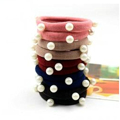 Yaheeda 20pcs Girl's Hair Bands Rubber Band Pearl Decorated Hair Rope Headwear Hair Circle Hair Tie