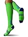 SUGUE Compression Socks (1 Pair) 20-30 mmHg for Women & Men - Best Graduated Athletic Fit for Running, Flight, Nurses, Maternity, Pregnancy - Shin Splints, Medical, Recovery (L/XL, Green&Blue)