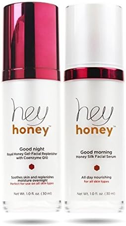 Hey Honey Skin Care Day and Night Duet Good Morning Honey Silk Facial Serum Makeup Primer And Good Night Royal Honey Gel Coenzyme Q10 Moisturize And Brighten For Flawless Skin