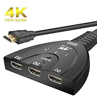 HDMI Switch Splitter, Joney 3 in 1 Out Port 4K Hdmi Cable,Support 1080P/3D,HD TV,LCD,PC,Projector,Auto Switch to Any HDMI Input Device by Press The Button