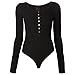 May&Maya Women's Deep Scoop Neckline Button Placket Bodysuit Black Size S