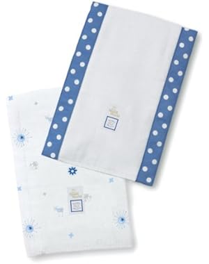 SwaddleDesigns Baby Burpies, Disney It's a Small World - Suns & Lambs (Set of 2 in True Blue) (Discontinued by...
