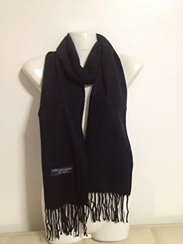 100% CASHMERE SCARF MADE IN SCOTLAND SOLID DESIGN SUPER SOFT UNISEX (BLACK)