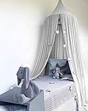 Bed Canopy, Dyna-Living Dome Tent Room Decorate W/Assembly Tools for Boys Girls Reading Playing Indoor Game House, Height-90 inch (Grey)