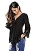 Happy Sailed Women Fashion Boho Lace V-neck Sleeves Blouse Top, Large Black