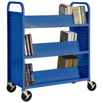 Sandusky Lee SV336-06 Double Sided Sloped Shelf Welded Book Truck, 19
