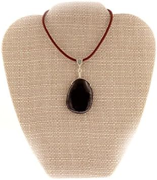 Shungite Wire Wrap Pendant Necklace with Leather Cord PB-5