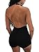 TOB Women's Summer Sexy Backless Lace Up Halter Bodycon Jumpsuit Club Romper Black