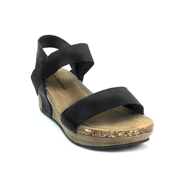 Pierre Dumas Women's Low Wedge Sandals – Adjustable Buckle, Faux Suede & Metallic