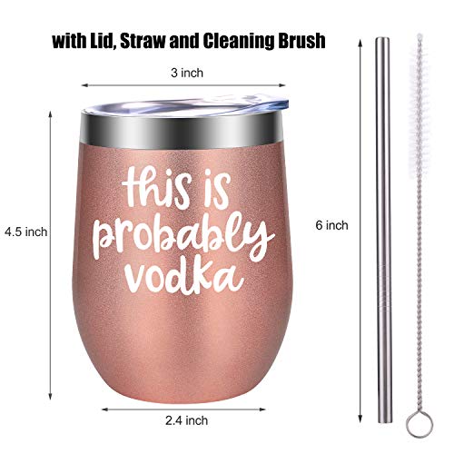 This is Probably Vodka Tumbler - Vodka Gifts for Women, Best Friend Birthday Gifts for Vodka Lovers - Funny Christmas Wine Gift Ideas for Her, Wife, Mom, Grandma, Coworker, Boss - LEADO Wine Tumbler