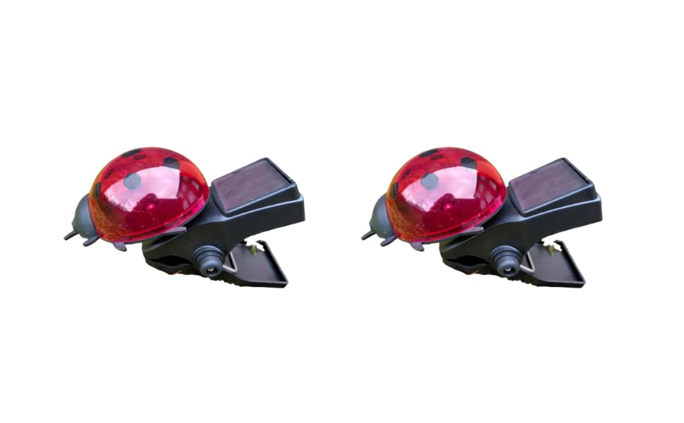 Divas World Solar Powered Ladybird Clip/Stake LED Light Insect Garden Decoration Patio Decking Outdoor Ornaments Great Gift (Pack of 2)
