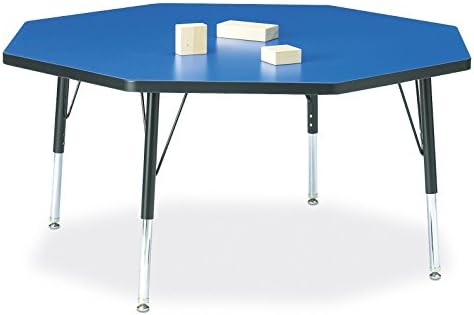 Berries 6428JCT183 Octagon Activity Table, T-Height, 48" x 48", Blue/Black/Black