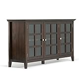 Simpli Home AXWELL3-012 Acadian Solid Wood 62 inch wide Rustic Wide Storage Cabinet in Tobacco Brown