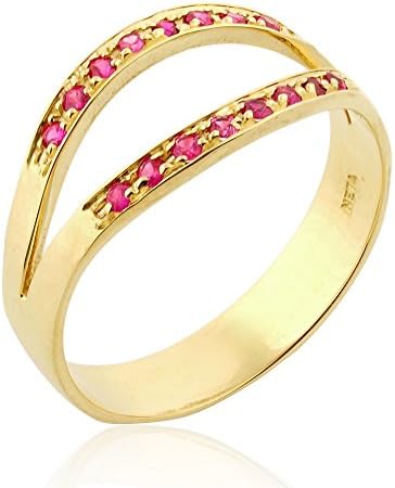 14K Yellow Gold Dual Channel Set Ruby Wedding Ring, Ruby Ring, Ruby Jewelry, Unique Wedding Band for Women