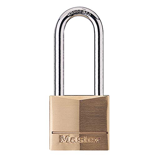 Master Lock 140EURDLH Candado de Ancho con Cuerpo de Latón Macizo con arco Largo, Dorado, 8.9 x 4 x 1.3 cm