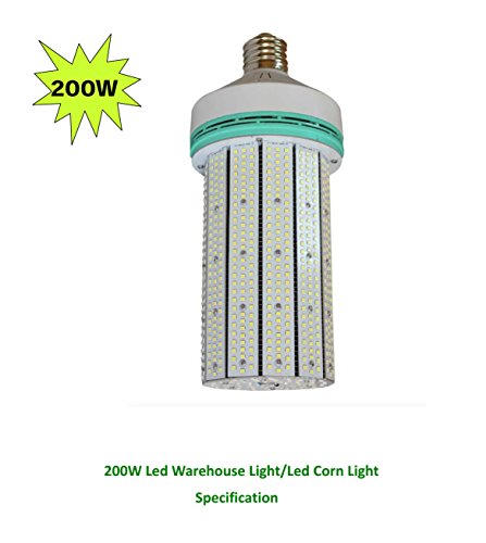 Leson 1000W Equivalent E39/E40 Mogul Base 200W Daylight 6000K LED Corn Light Bulb,Super Bright AC 100-277V for Parking Lot Street Lamp Post Lighting Garage Warehouse High Bay Barn Porch Backyard