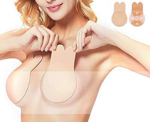 YouGa Silicone Pasties Breast Lift - Womens Cover Bra Invisible Adhesive Bra, Reusable Lifting Bra Cups Breathable Nipple Cover For Girls Ladies