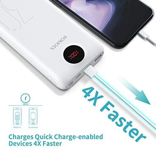ROMOSS USB C Power Bank, 26800mAh PD Portable Charger 18W 3 Outputs and 3 Inputs External Battery Packs Compatible for iPhone Xs Max, iPad Pro, Nintendo Switch, Samsung S8 and Other Smart Devices