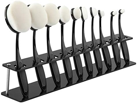 YUNCHAO Home&garden accessories Makeup Brushes Holder Toothbrush Oval Makeup Brush Holder Acrylic Brush Showing Rack Makeup Brush Drying Stand Storage without Makeup Brush(Black