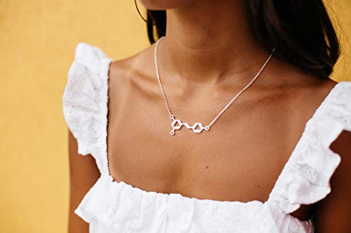 Rosa Vila Wine Molecule Necklace, Wine Lover Gifts for Women, Chic Geeky Jewelry, for Wine Lovers, Makers, and Enthusiasts, 19" Chain (Rose Gold Tone), Mother's Day