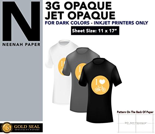 Iron ON Heat Transfer Paper 3G Jet Opaque 11 x 17" Custom Pack 10 Sheets