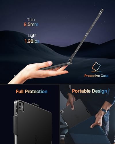 typecase Touch Case with Keyboard for iPad Pro 13"(M5/M4, 2025/2024), iPad Air 13"(M4/M3/M2, 2026/2025/2024) & iPad Pro 12.9", Trackpad, 360° Rotatable, 11-Colors Backlit, Space Black