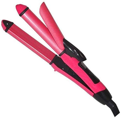 SADAGUN Hair Curler for Women with Ceramic Plate 2 In 1 Hair Straightener (Pink)