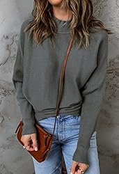 ZESICA Women's 2024 Fall Turtleneck Batwing Long