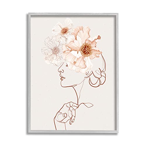 Stupell Industries Delicate Pink Flower Blossoms Woman Line Drawing, Design by…