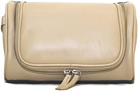 IFZA Travel Cosmetic Bag - Perfect Hanging Travel Toiletry Organizer - Authentic Soft Leather