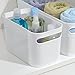 mDesign Deep Plastic Bathroom Bin with Handles - Storage Organizer for Vanity Countertop - Hold Soap, Body Wash, Shampoo, Lotion, Conditioner, Hand Towels - 10