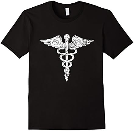 Men's Caduceus Shirt With Vintage Distressed Look XL Black