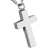 Cremation Cross Necklace for Ashes Stainless Steel Cross Urn Necklace Ashes Holder Memorial Jewelry-In Loving Memory