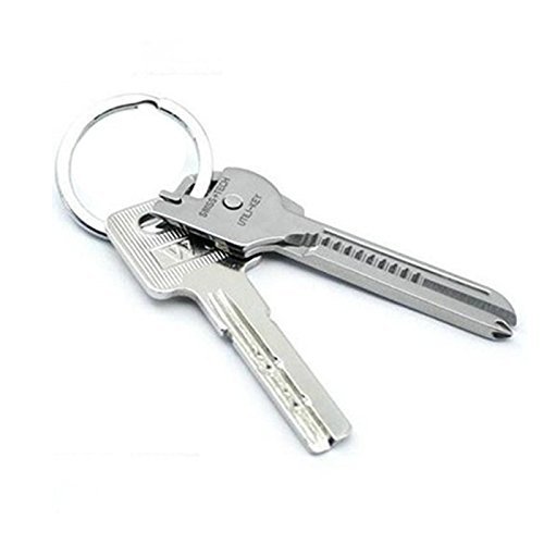 PriMI 6 In 1 Multi Functions Key Tool Portable Key Chain Gadget For Camping Hiking, 55, Black