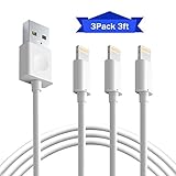 Marchpower Charger Cable Charging Cables USB Charger Cord 3PACK 3FT Compatible with Phone Xs Max XR X 8 7 7 Plus 6s 6s 6 6 Plus 5 5S 5C SE Pad Pod (White)