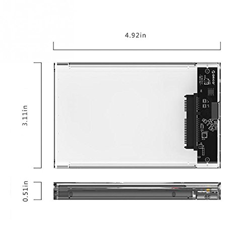 YSSHUI 2.5 External Hard Drive Disk Case SSD / HDD Caddy USB 3.0 Portable Solid State Hard Disk Enclosure Max 2TB Case Tool Free 5 Gbps Support UASP - Transparent - Thumbnail 4