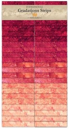 Gradations Strips Stonehenge Hibiscus Red 40 X 2 1/2 Northcott Cotton Fabric