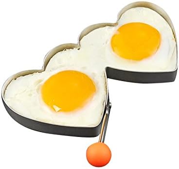 KEYUAN Stainless Steel Double Heart Egg Rings Fried Egg Molds Egg Shaper Egg Mould