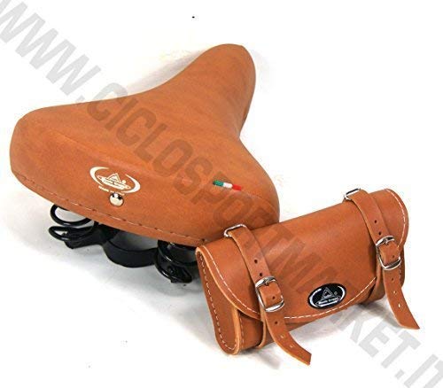 Montegrappa Bicycle Seat - Vintage - R - Holland - Honey Leather with Springs + Bag