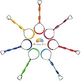 Rainbow Craft Colorful Ninjaline Rings - Gymnastic Rings, Ninja Rings, Swing Bar Rings, Monkey Rings for Backyard Ninja Obstacle Accessories - 7pcs Pack