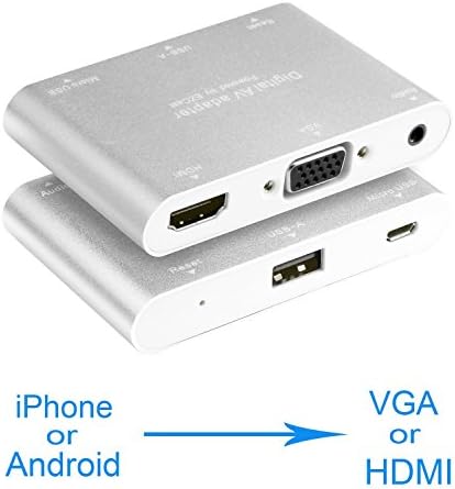 Digital AV Adapter, Dasteck USB C / Micro USB / Lighting to VGA Audio HDMI Video Converter for Apple & Android Smart Phone & Tablet - Support Charging your Mobile Phone or Tablet at the same time
